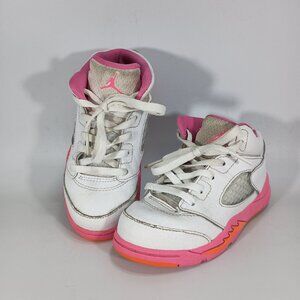 Nike Air Jordan 5 Retro White Gym Red Pink 440893-106 Kids Shoes Youth Size 9C